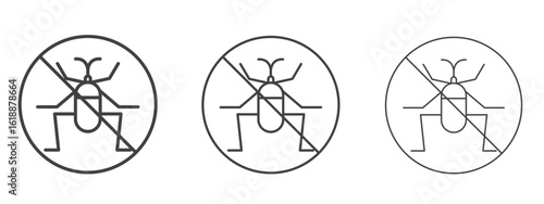 Stop insect signs - editable stroke vector illustration
