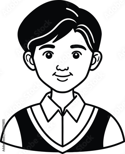 student avatar flat vector line art white background shy smile