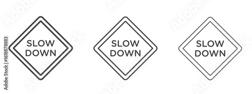 Slow down signs - editable stroke vector illustration