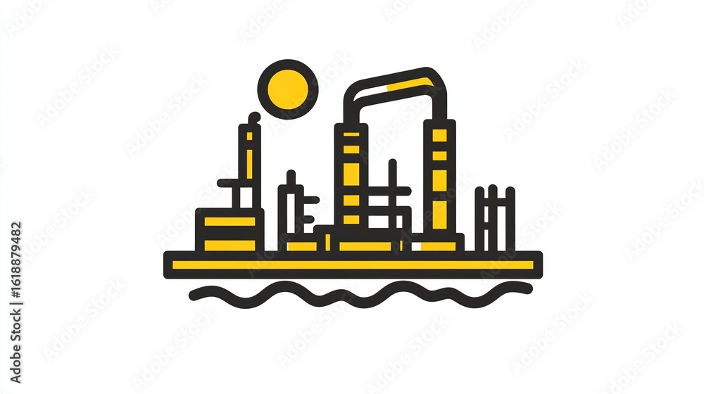 Fototapeta premium Offshore oil rig platform icon, industrial concept