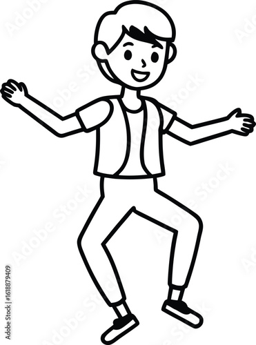 student avatar flat vector line art white background joyful expression