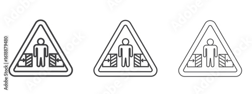 Risk of crushing warning signs - editable stroke vector illustration