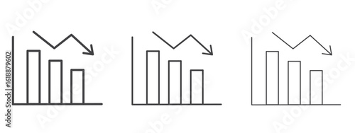 Reduction chart icon - editable stroke vector illustration