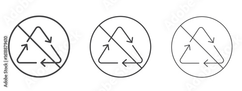 Recycle prohibition signs - editable stroke vector illustration