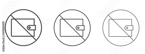 No wallet signs - editable stroke vector illustration