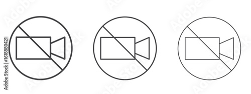 No video recording signs - editable stroke vector illustration
