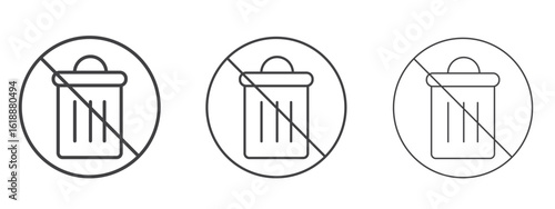 No trash signs - editable stroke vector illustration
