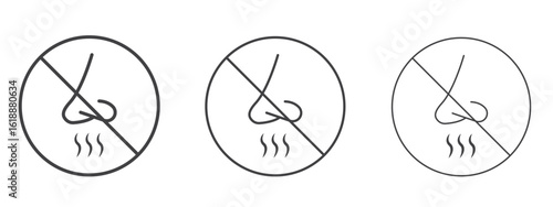 No smell signs - editable stroke vector illustration