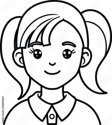 student avatar flat vector line art white background laughing smile