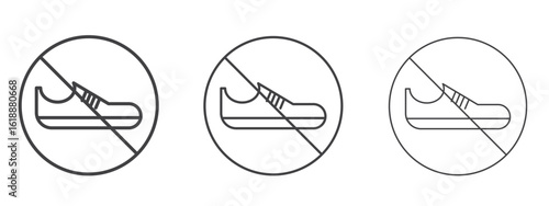 No shoes signs - editable stroke vector illustration
