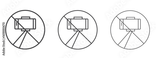 No selfie signs - editable stroke vector illustration