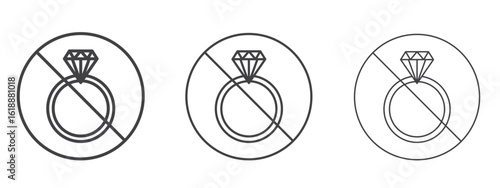 No jewelry signs - editable stroke vector illustration