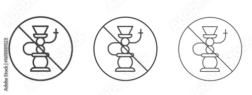 No hookah signs - editable stroke vector illustration