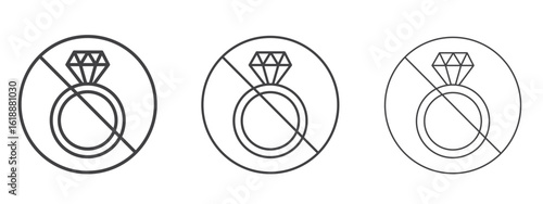 No jewelry sign - editable stroke vector illustration