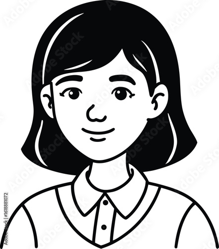 student avatar flat vector line art white background wearing glasses