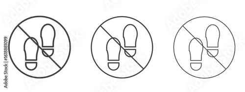 No foot print signs - editable stroke vector illustration