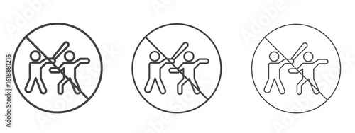 No fight signs - editable stroke vector illustration
