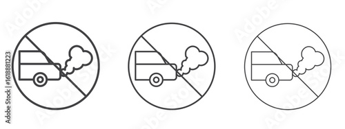No exhaust gases signs - editable stroke vector illustration
