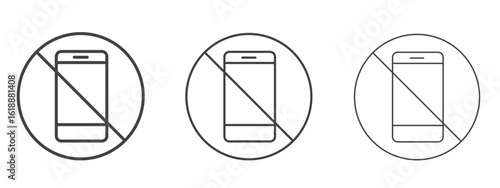 No cell phone signs - editable stroke vector illustration
