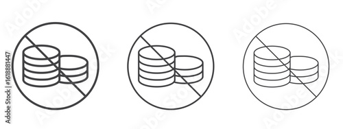 No cash signs - editable stroke vector illustration