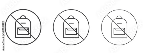 No backpacks allowed signs - editable stroke vector illustration