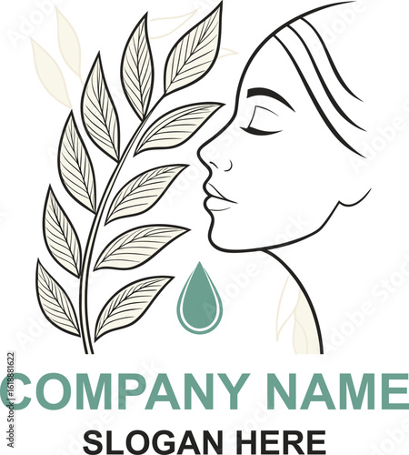 Natural Beauty and Wellness Face with Botanical Elements