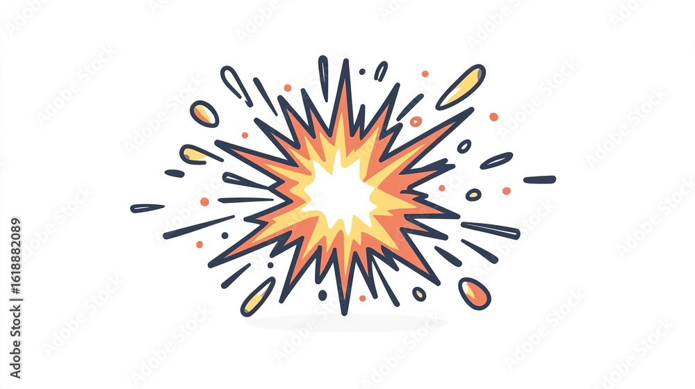 A single vector icon of an energy blast, bold black outline, flat colors, no gradient, simple and modern style, white background,png