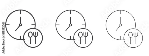 Lunch time icon - editable stroke vector illustration