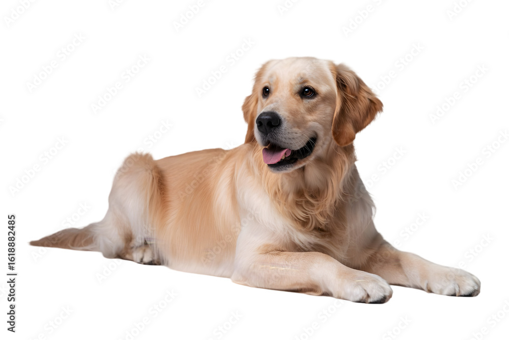 Golden retriever dog lying down isolated on transparent background Golden retriever dog lying down isolated on transparent background