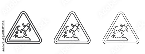 Free Download High sea waves warning signs - editable stroke vector illustration - GFXLoad