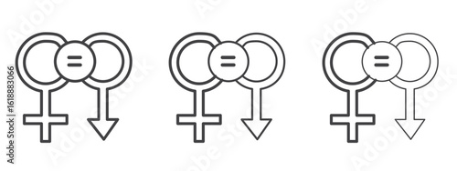 Gender equality icon - editable stroke vector illustration