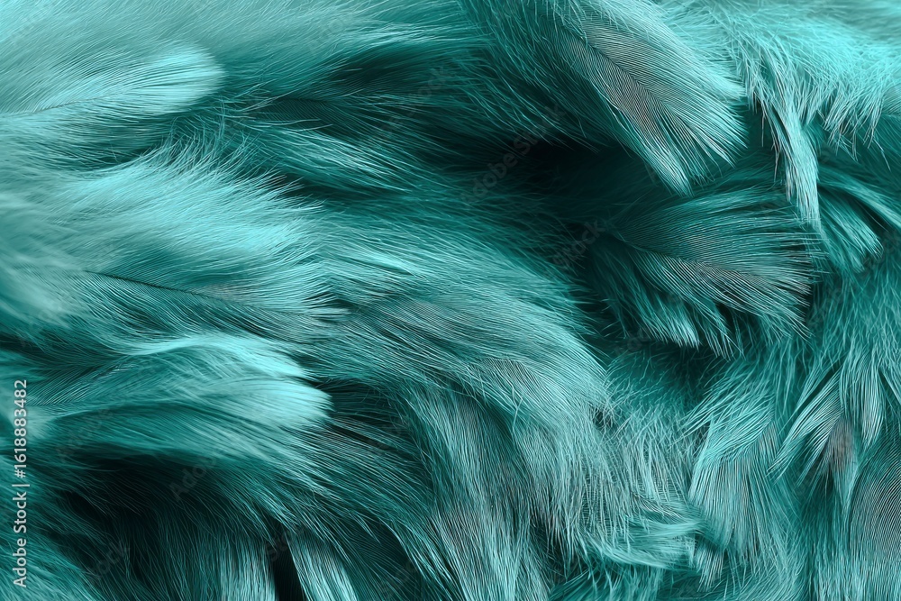 Obraz premium Closeup of bluishgreen feathers with a soft textured appearance and intricate details