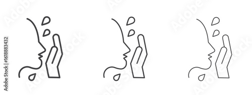 Face washing icon - editable stroke vector illustration