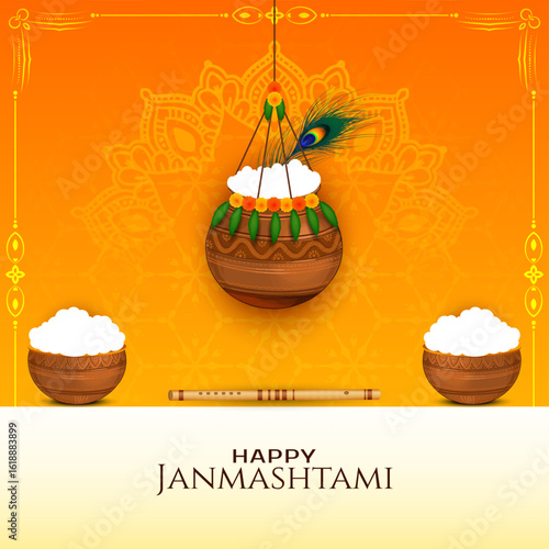 Happy Janmashtami Indian Hindu festival celebration background