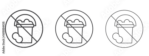 Cleaning bucket with sponge signs - editable stroke vector illustration