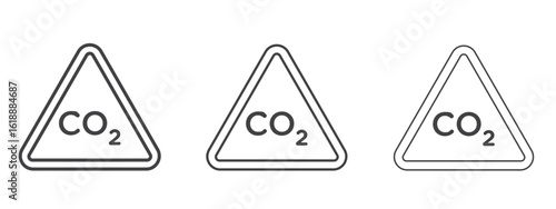 CO2 warning signs - editable stroke vector illustration