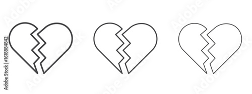 Broken heart icon - editable stroke vector illustration