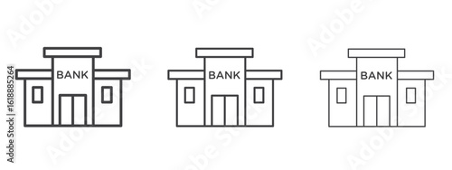 Bank building icon - editable stroke vector illustration