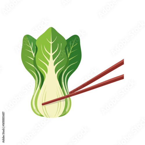 Fresh bok choy with chopsticks, representing healthy eating and Asian cuisine.