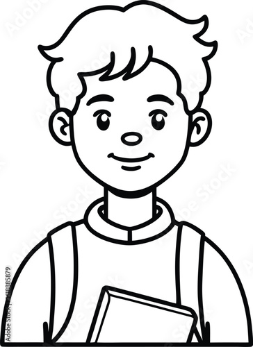 student avatar flat vector line art white background calm pose
