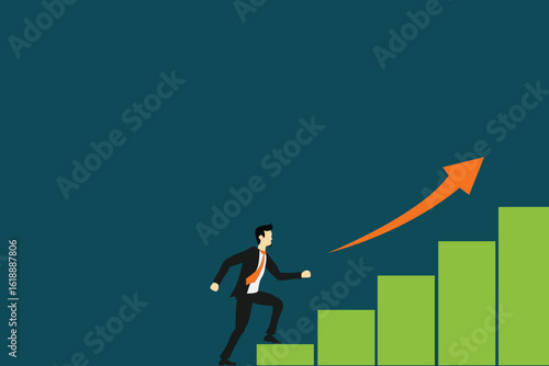  illustration of a man climbing a ladder, which depicts him wanting to climb the ladder to a level of success