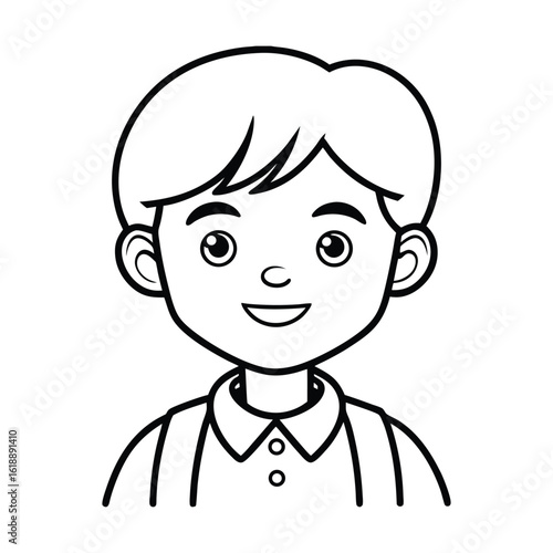 student avatar flat vector line art white background smiling softly