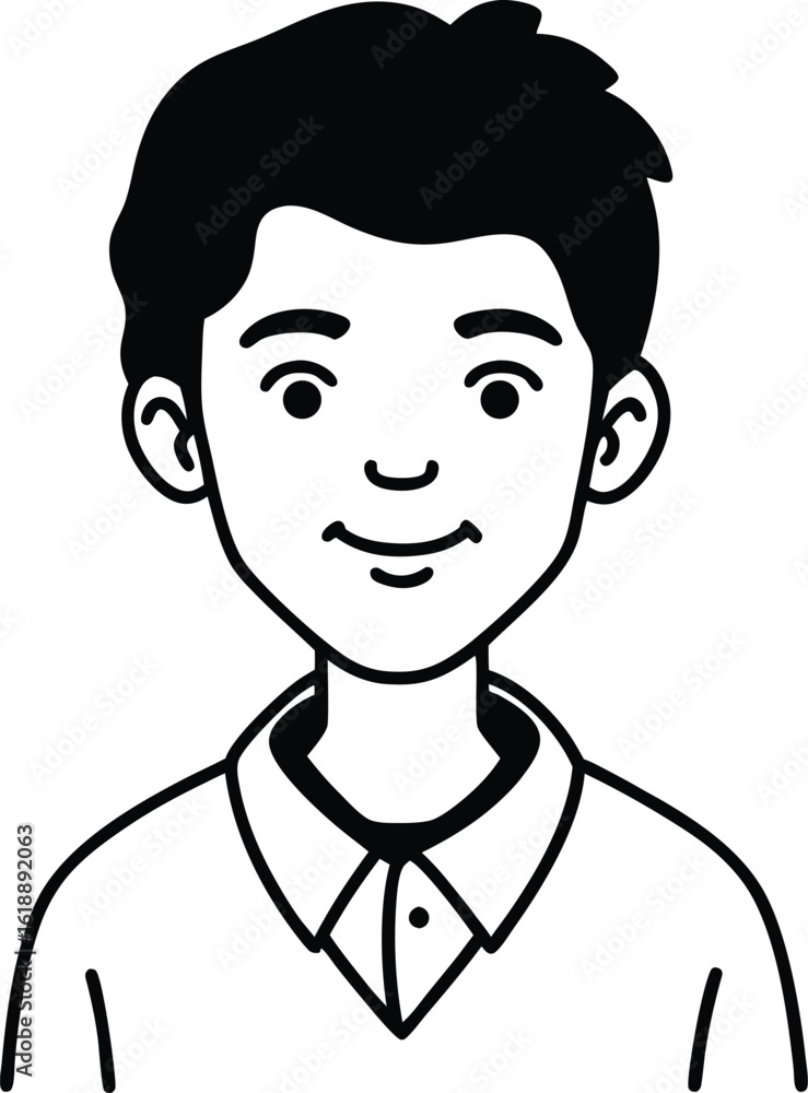 student avatar flat vector line art white background happy expression student avatar flat vector line art white background happy expression