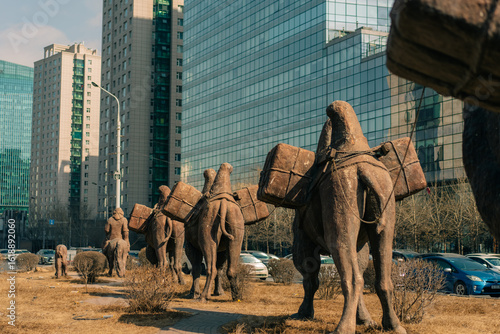  ULAANBAATAR. MONGOLIA. 18 MAY 20125 sculpture camels