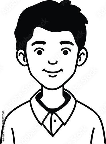student avatar flat vector line art white background happy expression