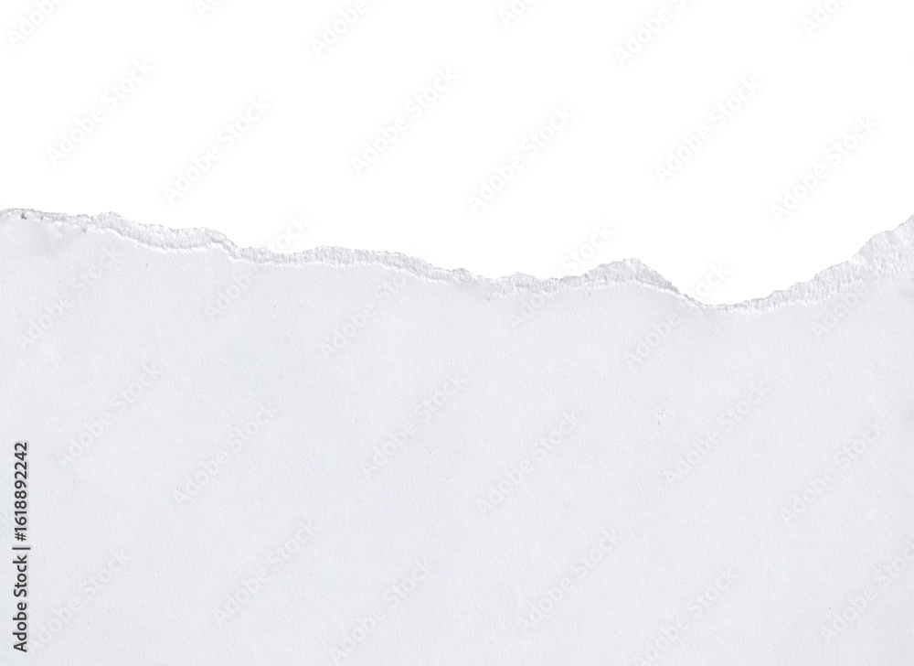 Obraz premium Clean White Torn Paper Edge fream on png Background - Subtle Textured Border for Copy Space and Design Elements, White ripped note, Ripped paper texture, 