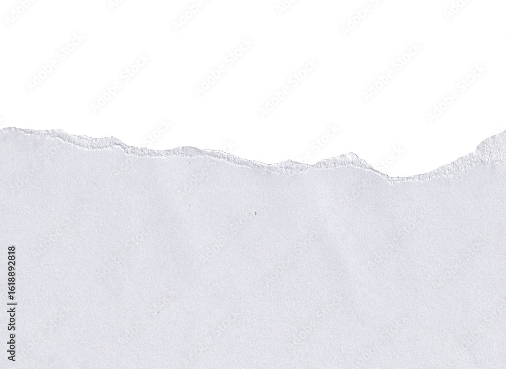 Obraz premium Clean White Torn Paper Edge fream on png Background - Subtle Textured Border for Copy Space and Design Elements, White ripped note, Ripped paper texture, 