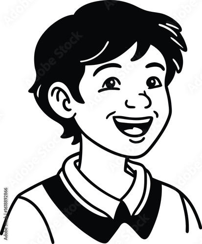 student avatar flat vector line art white background playful smile
