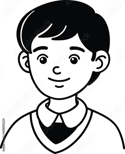 student avatar flat vector line art white background curious eyes