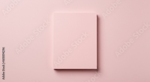 Pink Notebook Mockup on Matching Background, Simple Design, Pastel Color, Flat Lay, Minimalist Style, Clean Presentation, Business Stationery Template